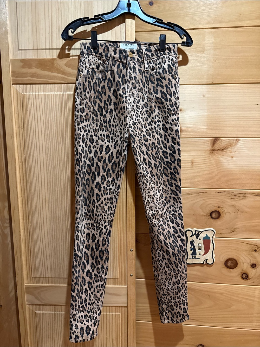 Frame Denim Tan and Black Leopard Skinny Jeans